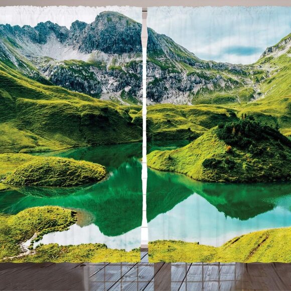 Ambesonne Other - NEW Ambesonne Lake House Decor Curtains, Idyllic Lake 2 Panel Set 108W x 84L